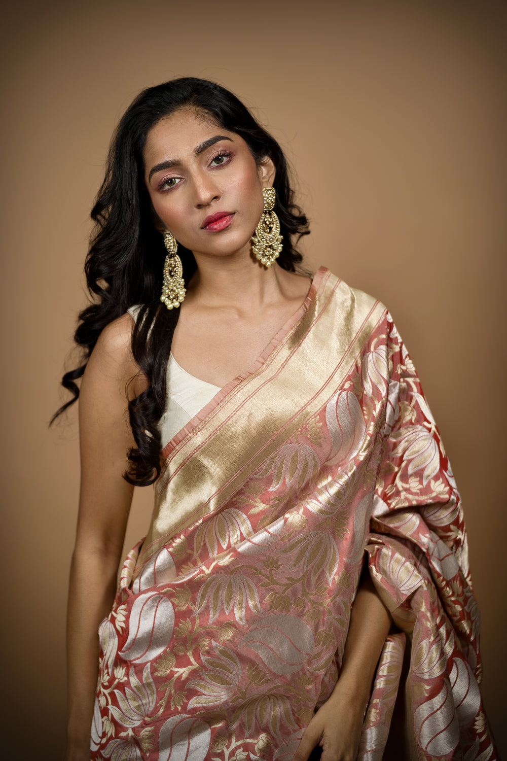 Blush Blossom Banarasi SilK