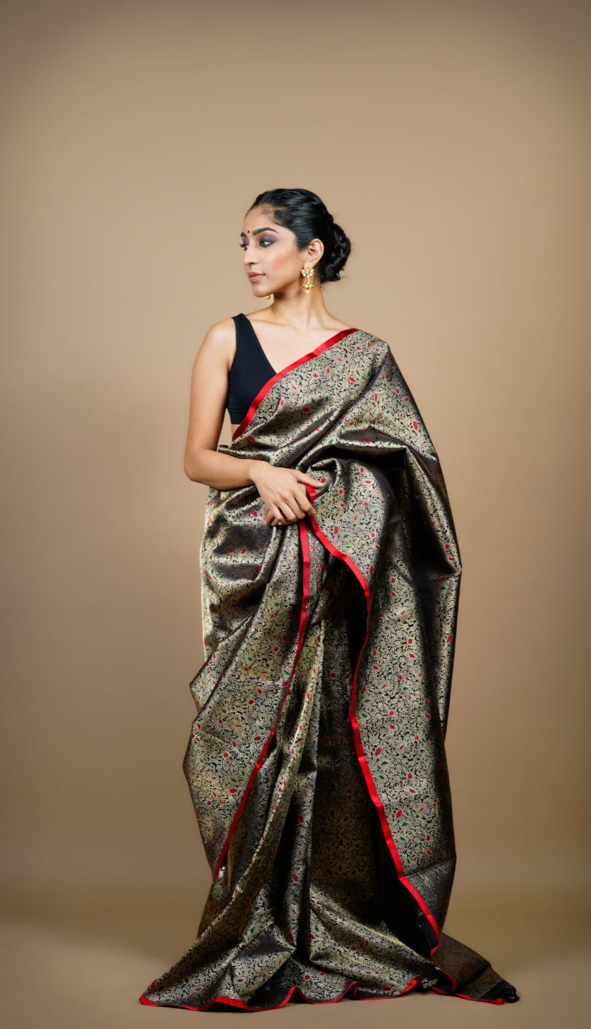 Midnight Black Kanjivaram Saree