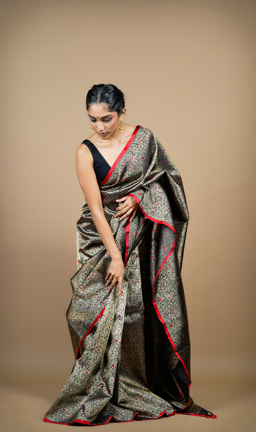 Midnight Black Kanjivaram Saree