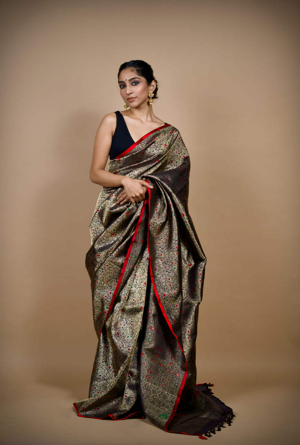 Midnight Black Kanjivaram Saree