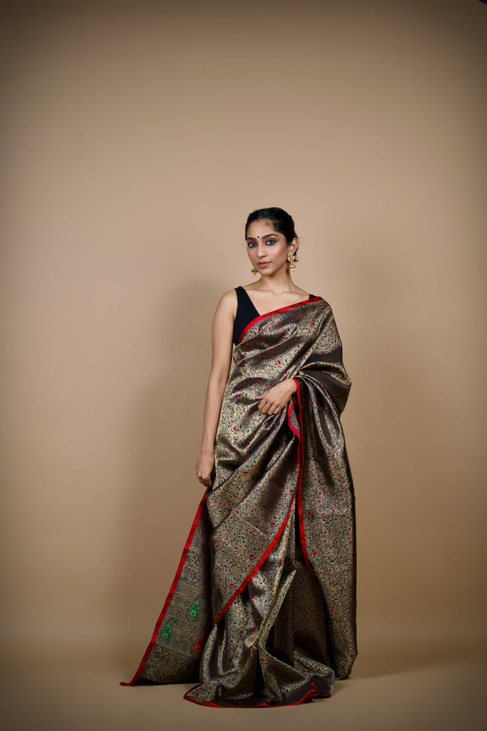 Midnight Black Kanjivaram Saree