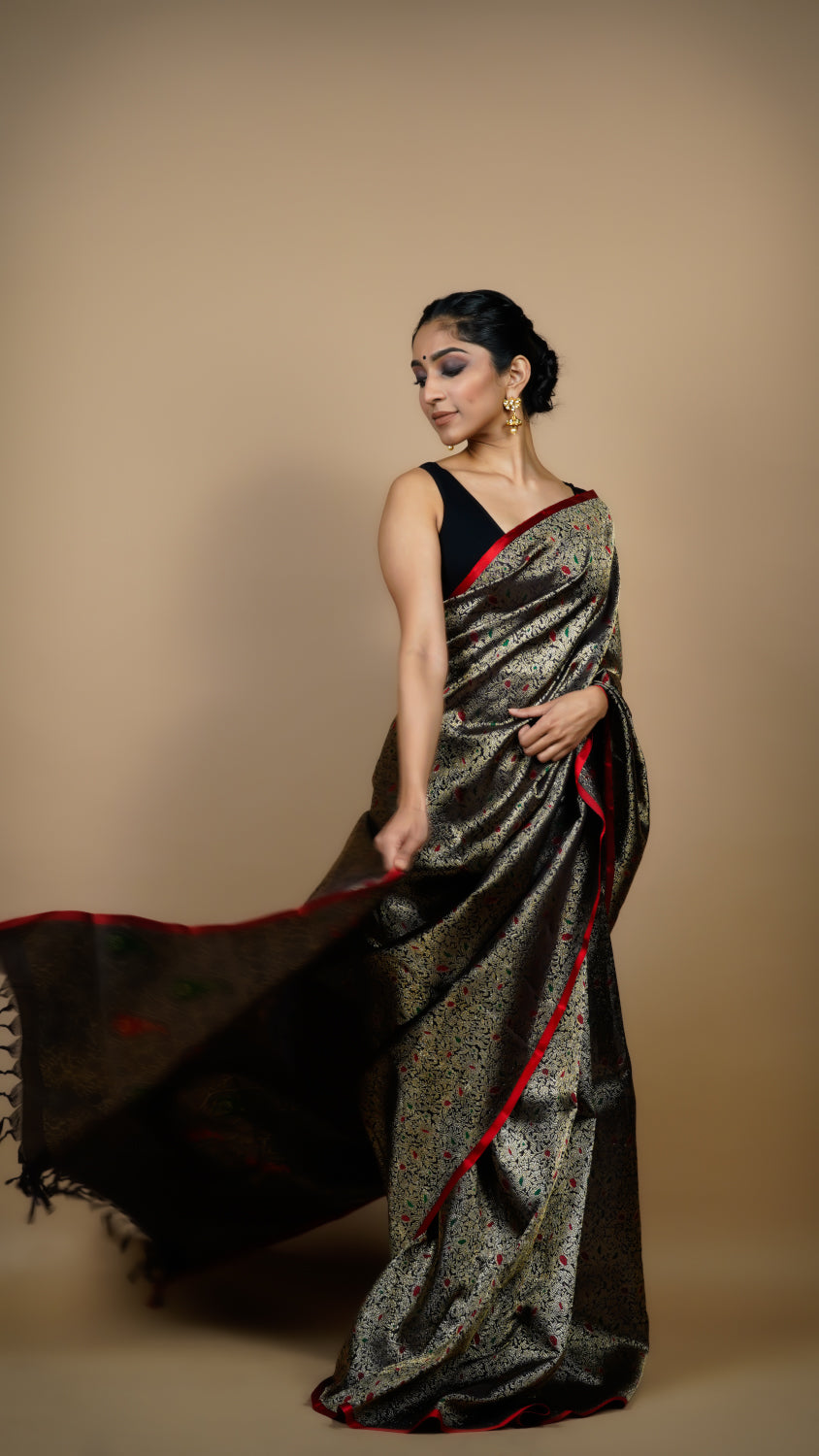 Midnight Black Kanjivaram Saree