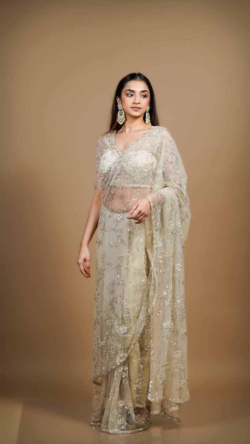 Twilight Shimmer Net Saree
