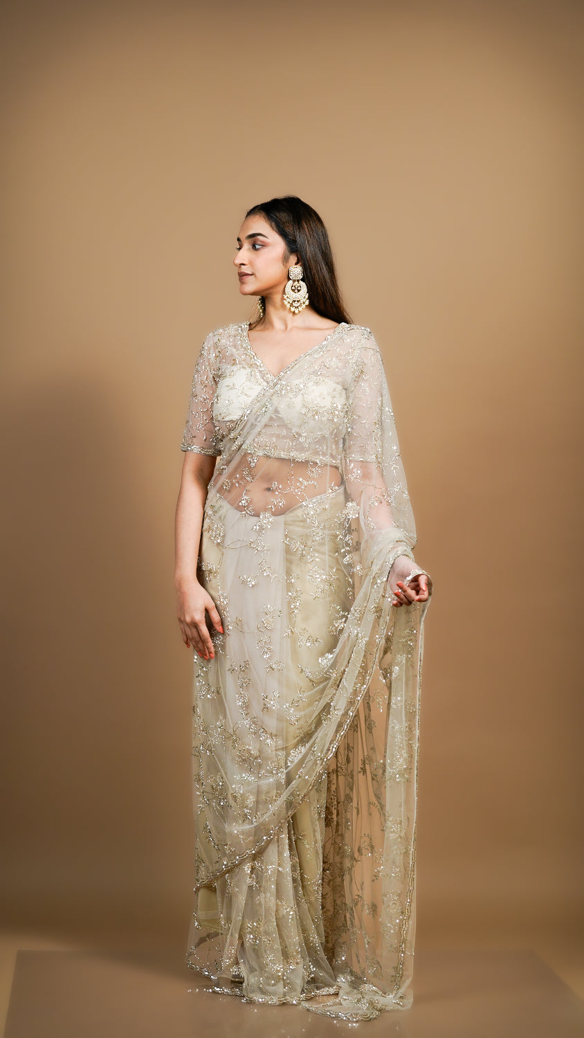Twilight Shimmer Net Saree