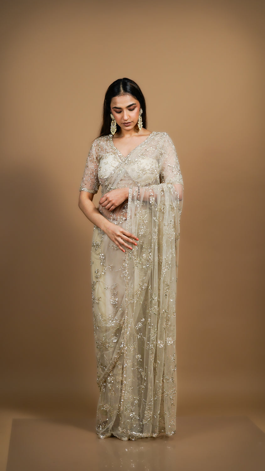 Twilight Shimmer Net Saree