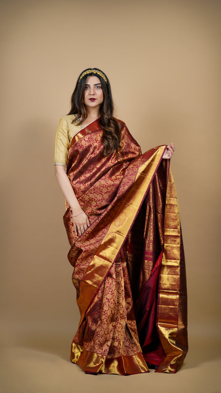 Scarlet Crimson Kanjivaram Saree