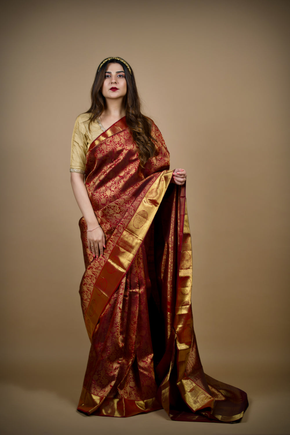Scarlet Crimson Kanjivaram Saree