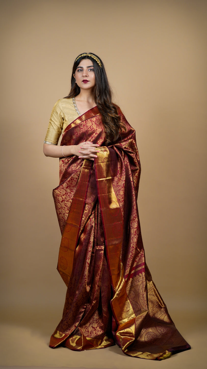 Scarlet Crimson Kanjivaram Saree