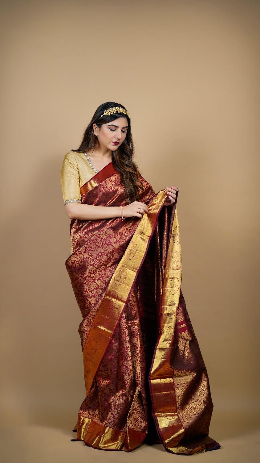 Scarlet Crimson Kanjivaram Saree