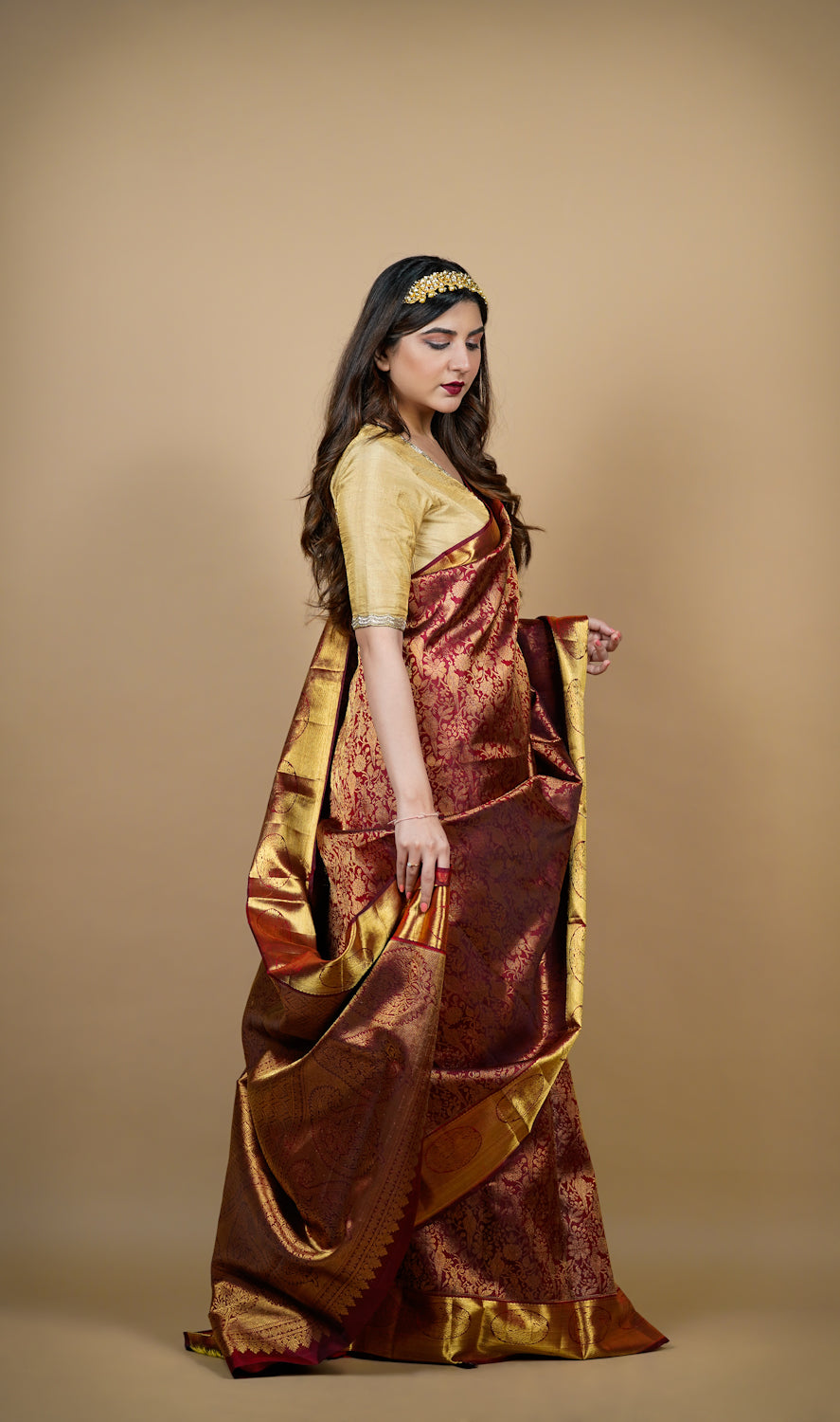 Scarlet Crimson Kanjivaram Saree