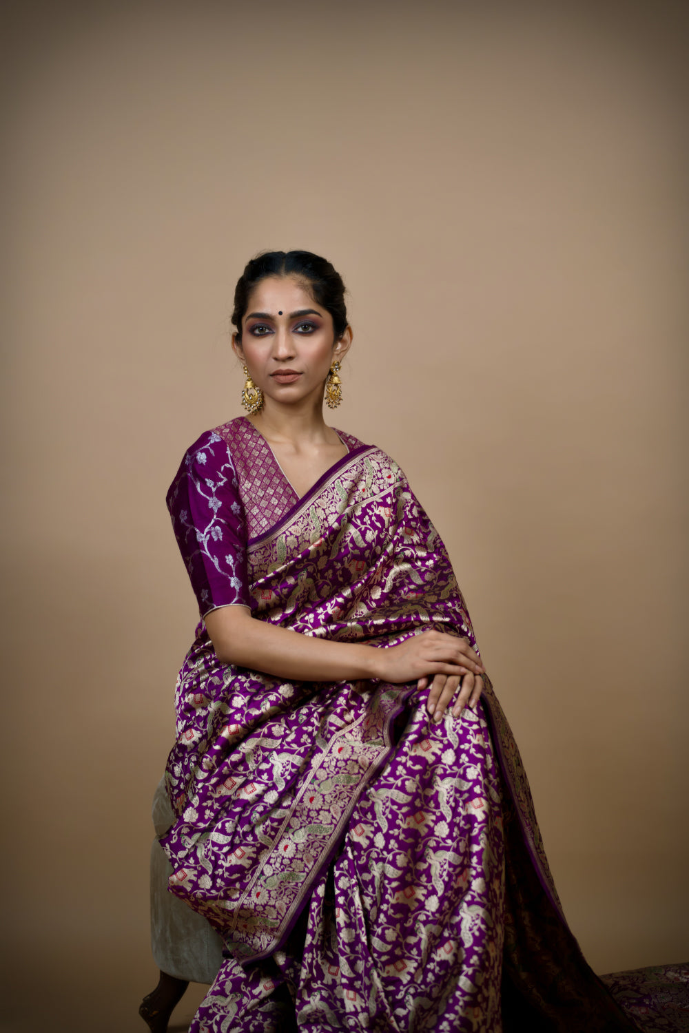 Royal Purple Shikargah Banarasi Saree