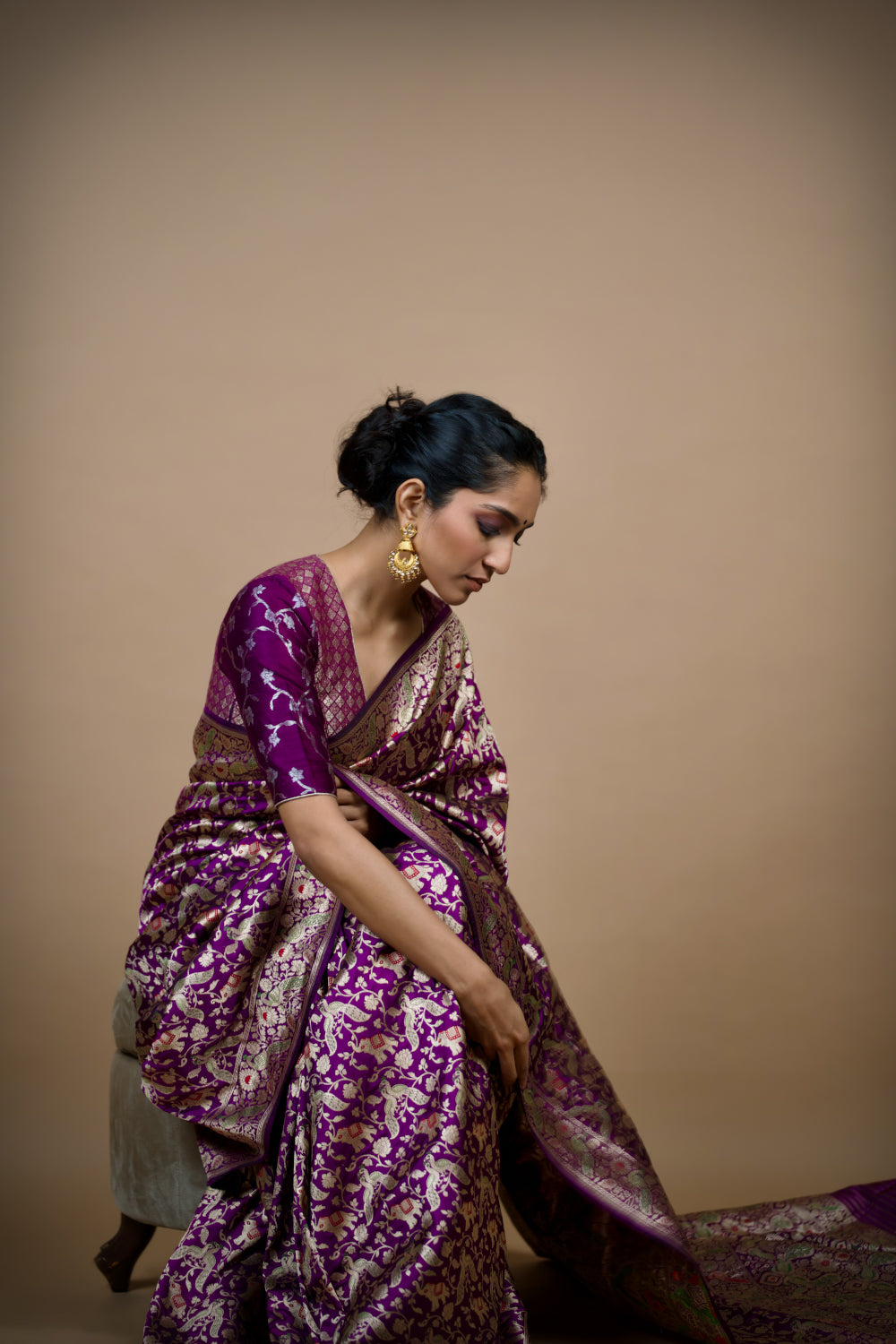 Royal Purple Shikargah Banarasi Saree