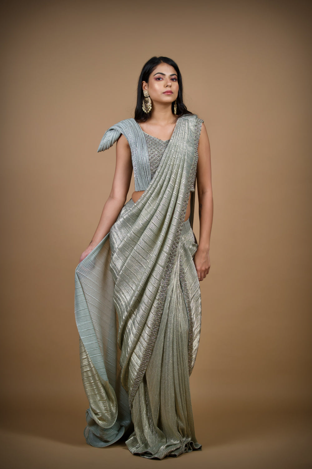 Enchanting Shimmer Drape Saree