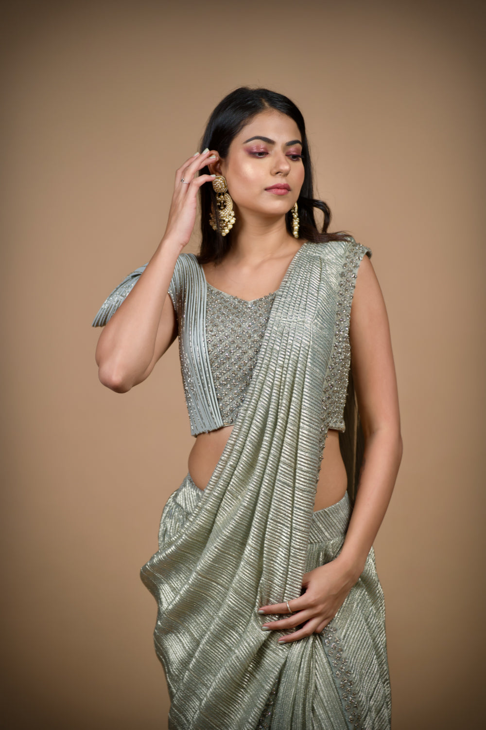 Enchanting Shimmer Drape Saree