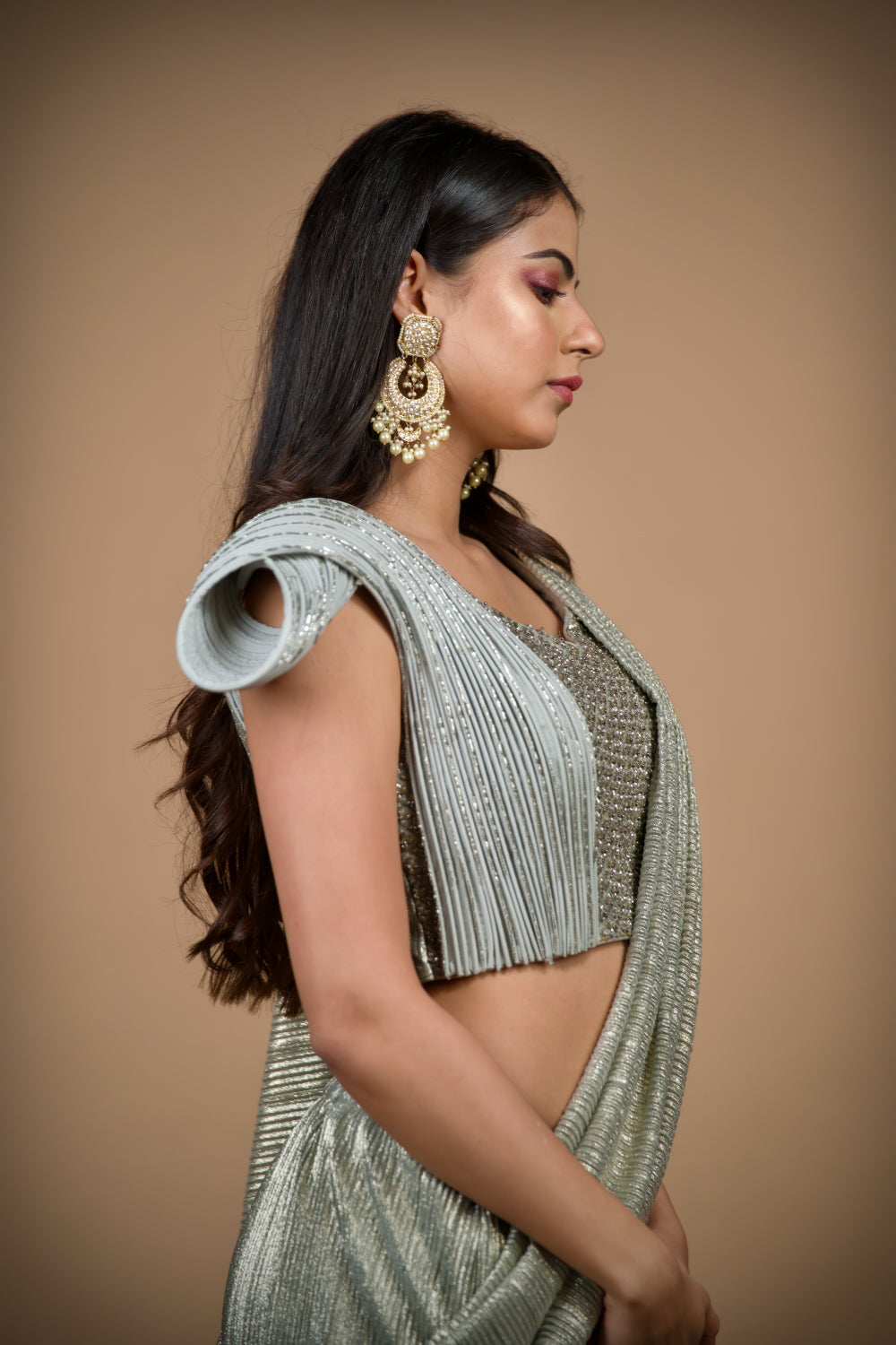 Enchanting Shimmer Drape Saree
