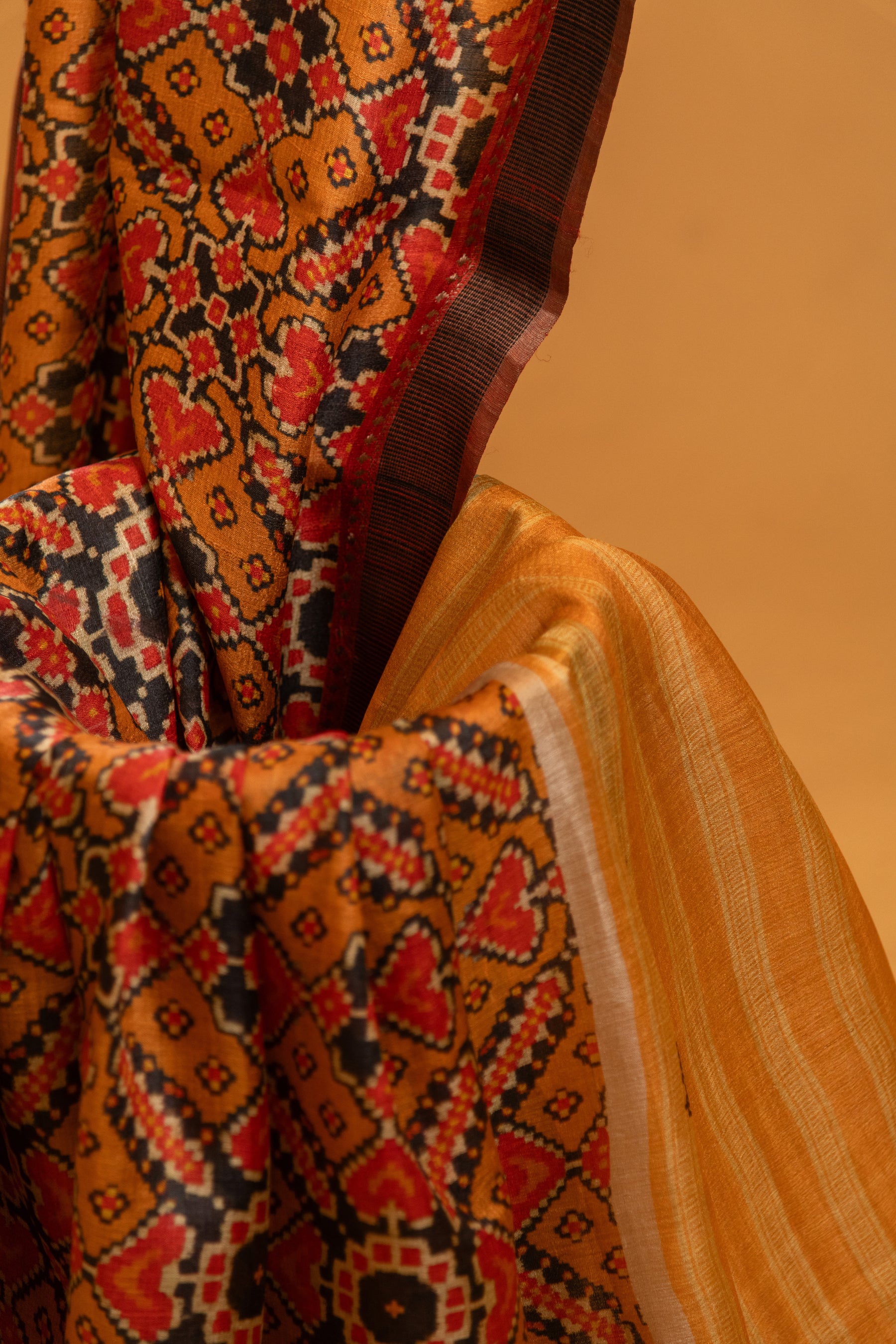 Mustard Tusser Silk Saree