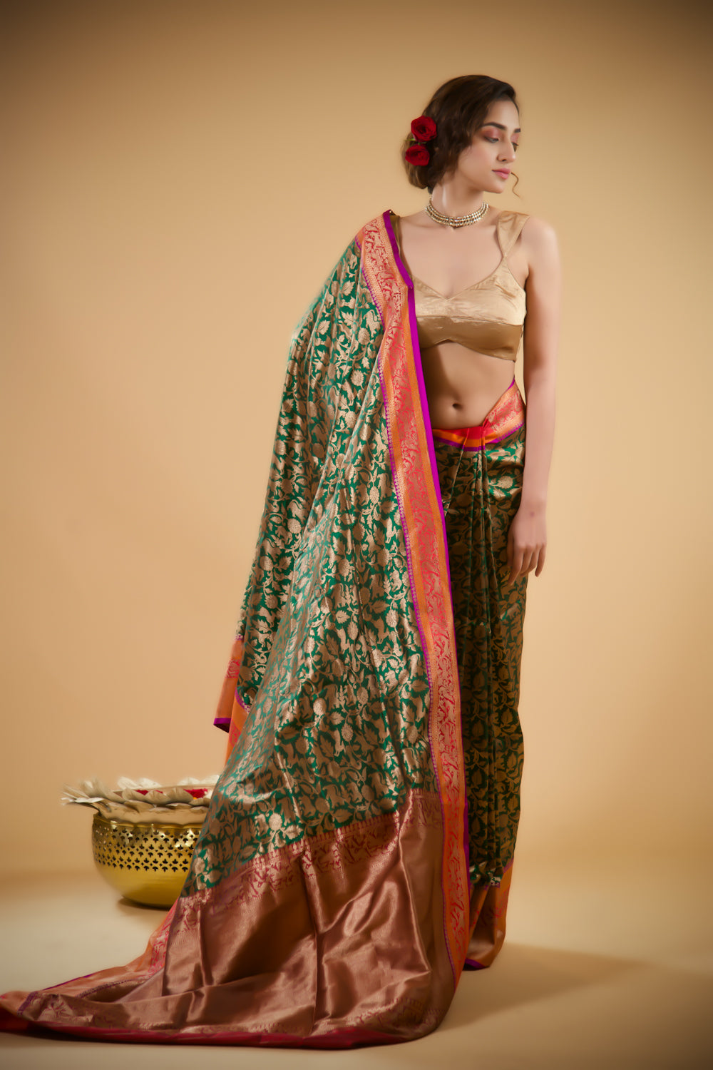 Emerald Enchantment Banarasi Saree