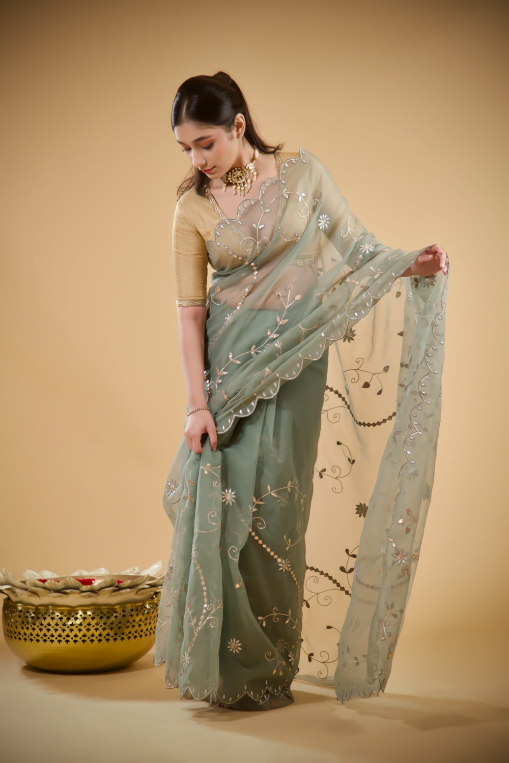 Grey Adelline Organza Saree