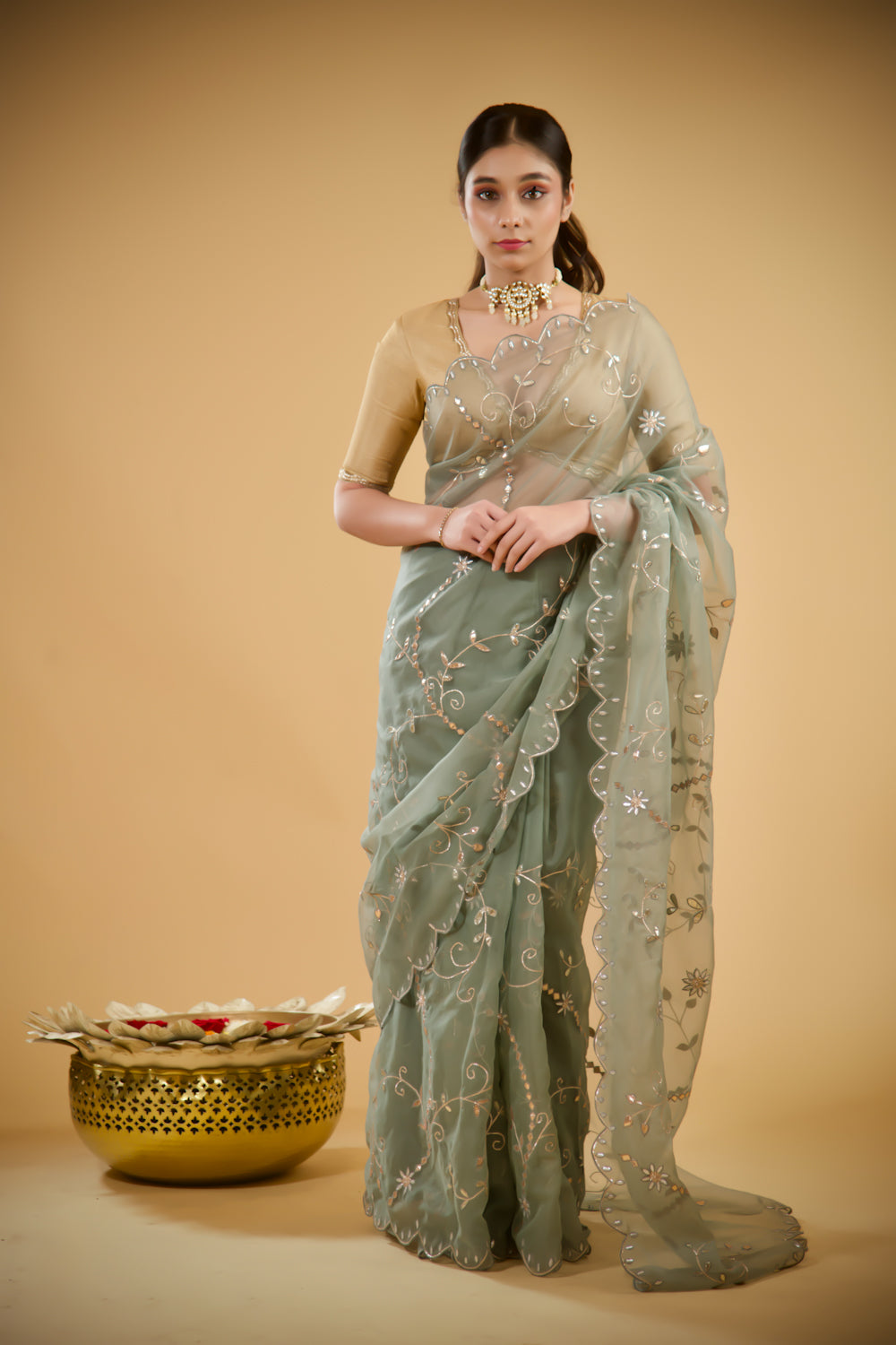 Grey Adelline Organza Saree