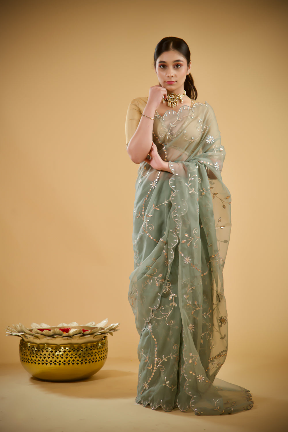 Grey Adelline Organza Saree