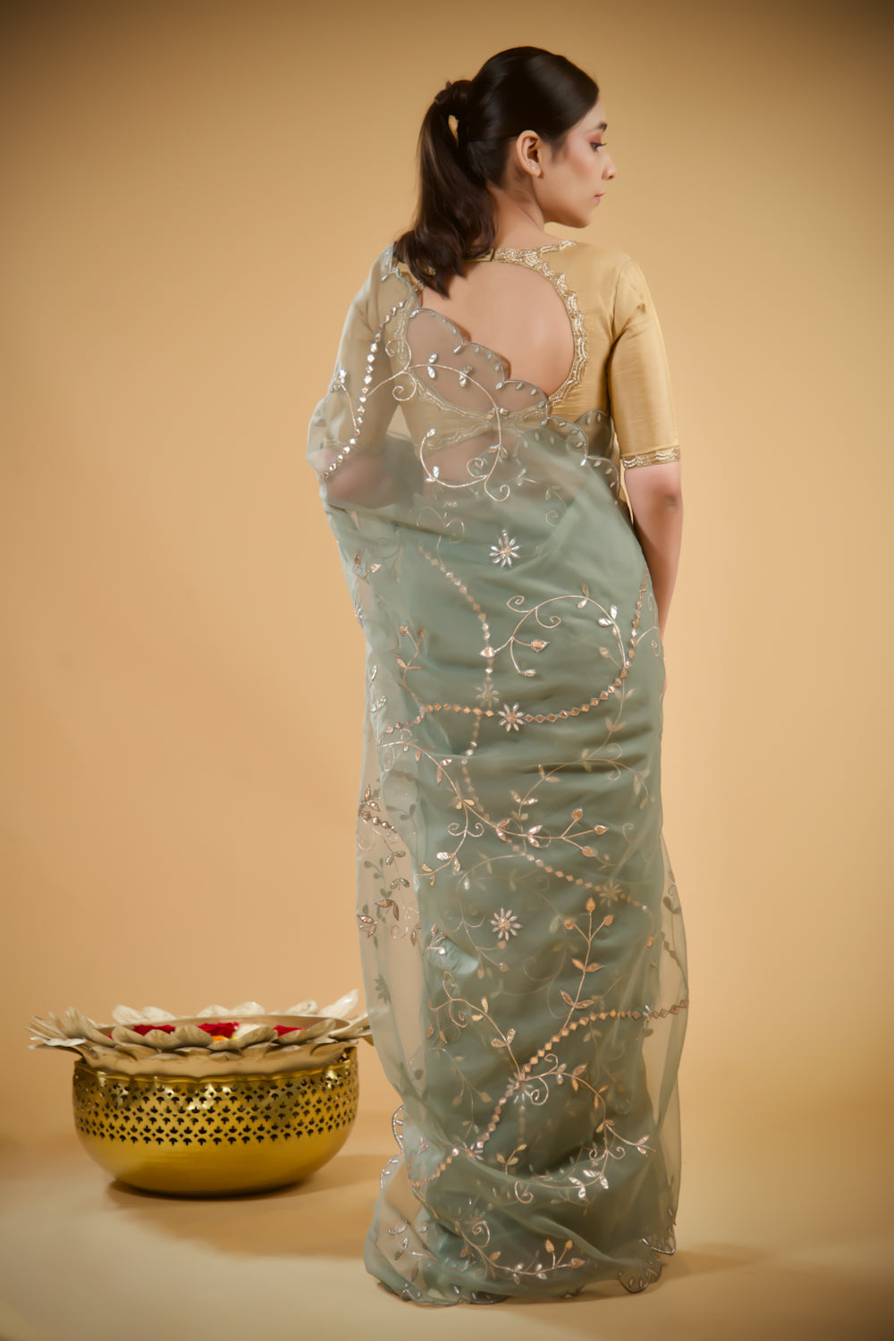 Grey Adelline Organza Saree