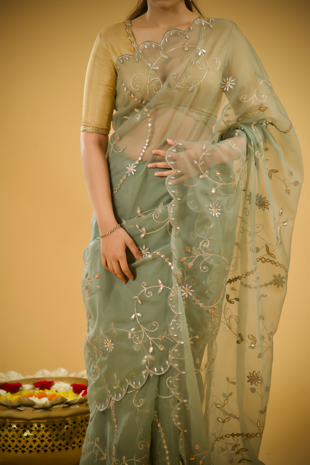 Grey Adelline Organza Saree