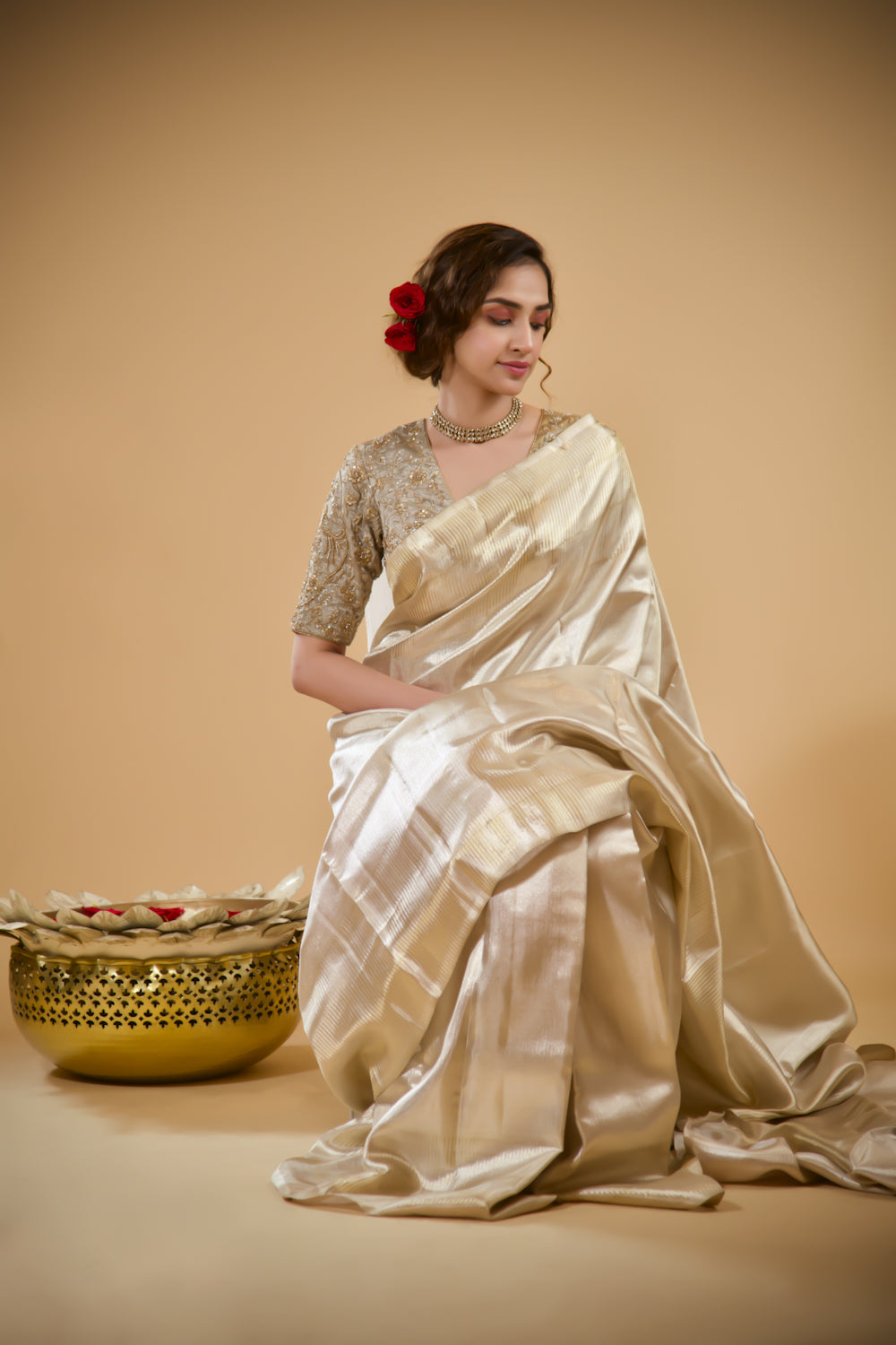 Silver tissue Kanjivaram Saree