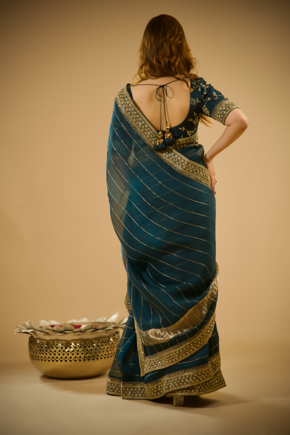 Seria Teal Organza Saree