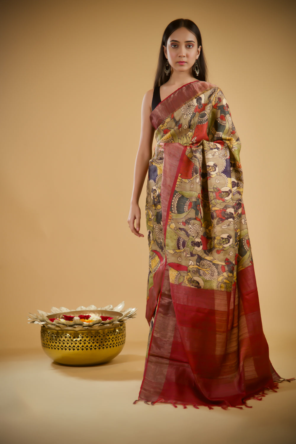 Orchid Bloom Silk Kalamkari Saree