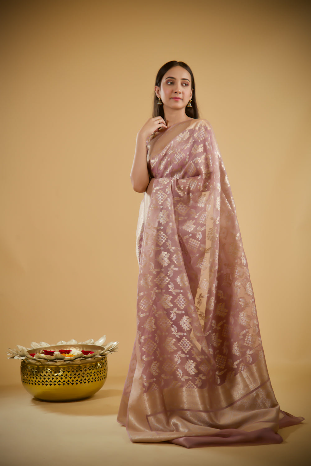 Pink Petal Zari Silk Saree