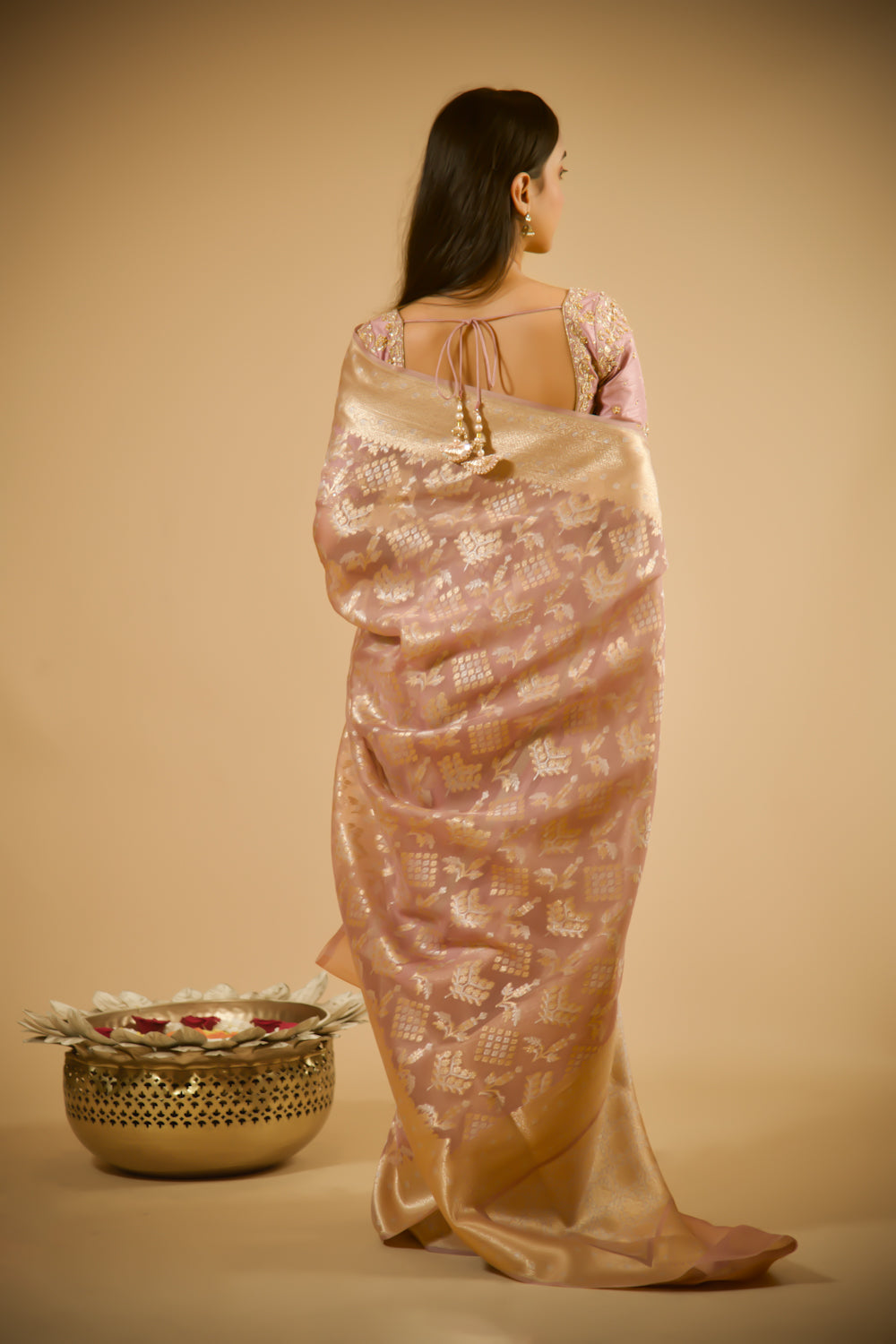 Pink Petal Zari Silk Saree