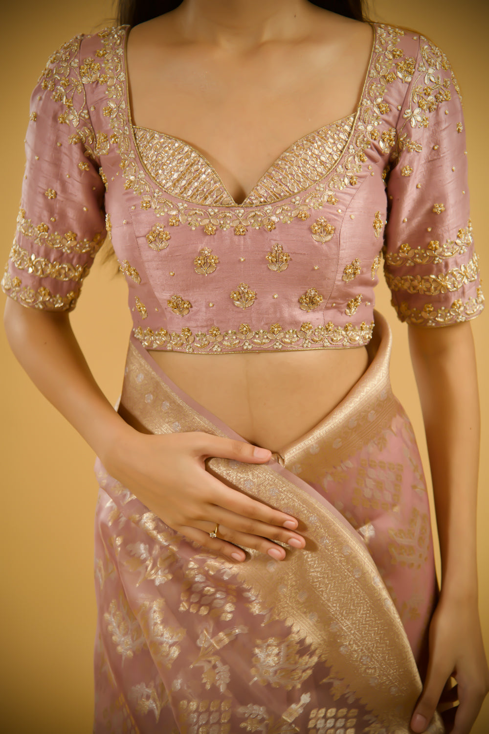 Pink Petal Zari Silk Saree