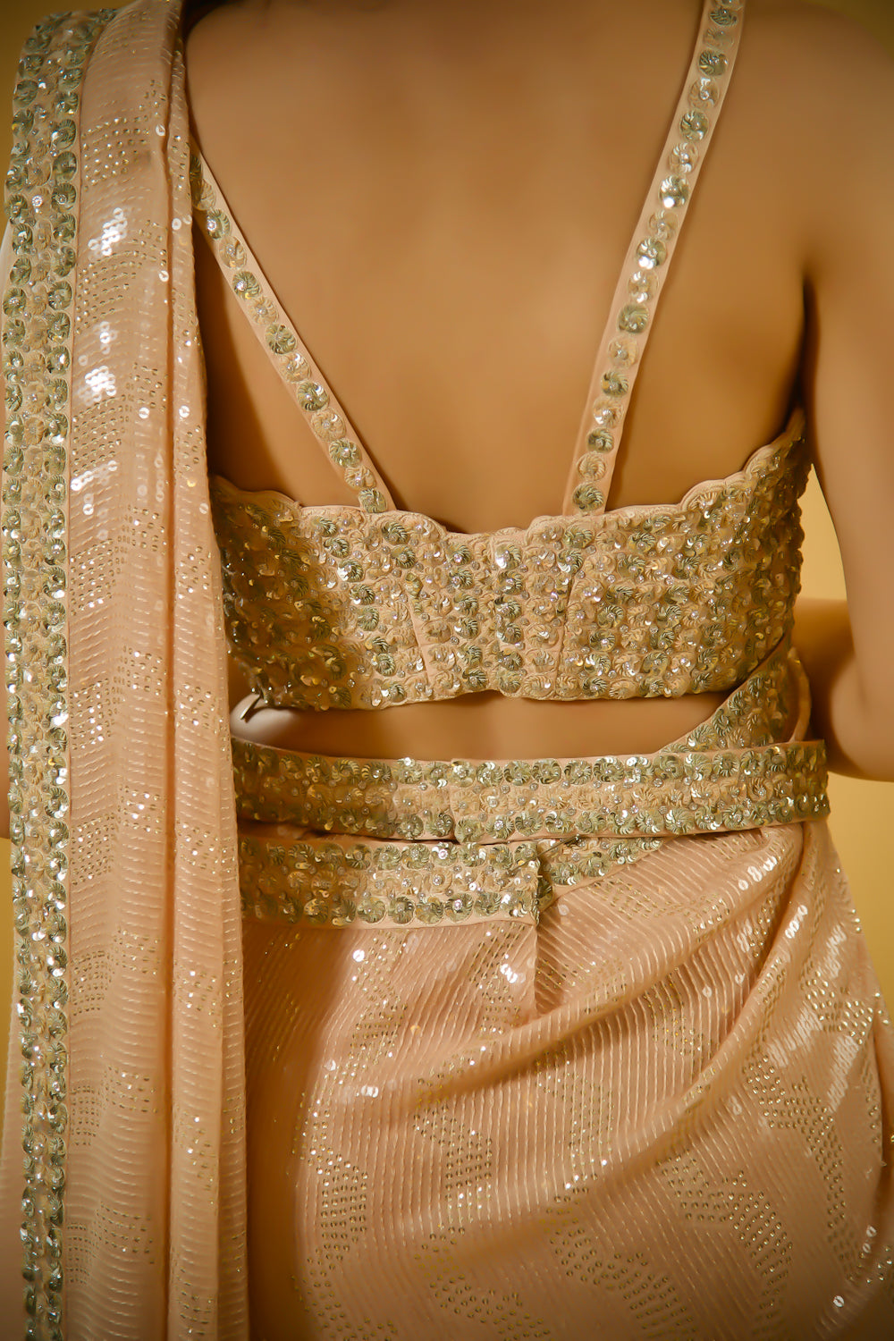 Aura Peach Georgette Saree
