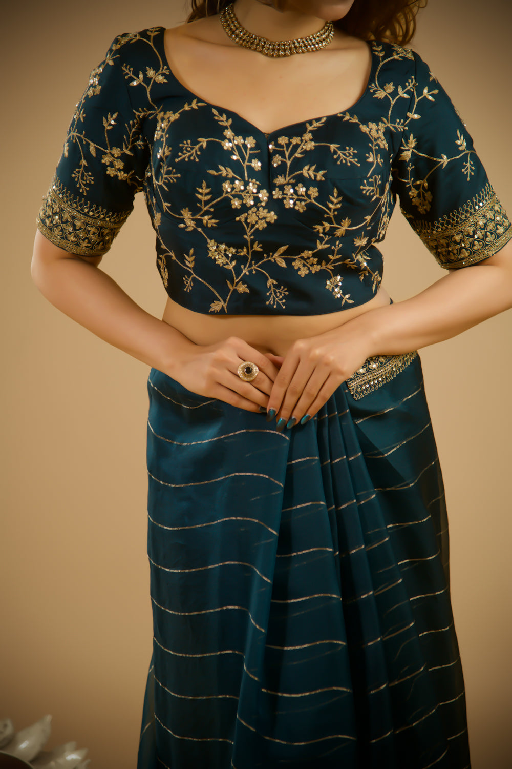 Seria Teal Organza Saree
