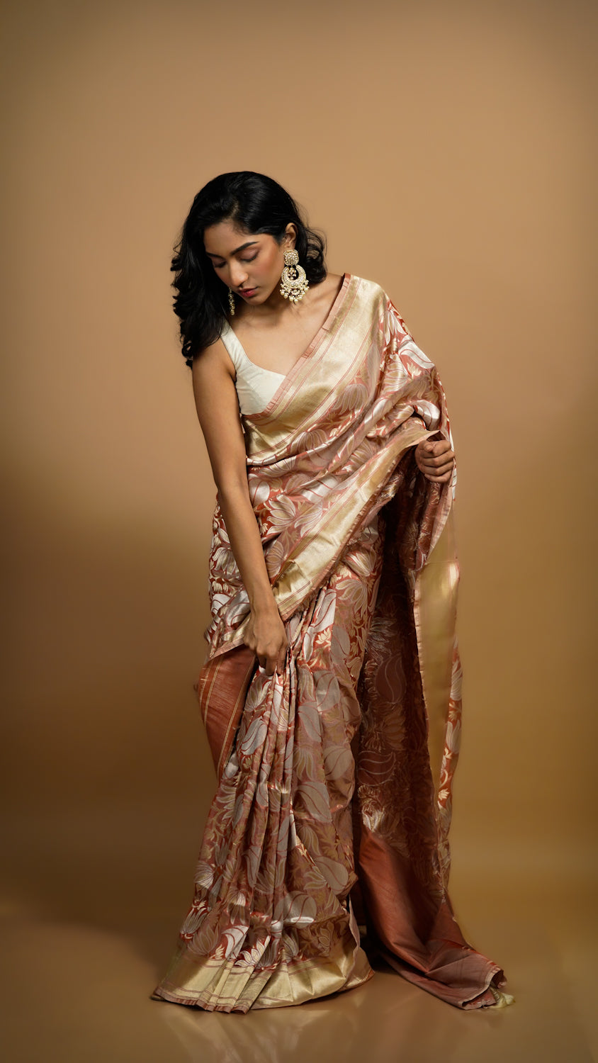 Blush Blossom Banarasi SilK