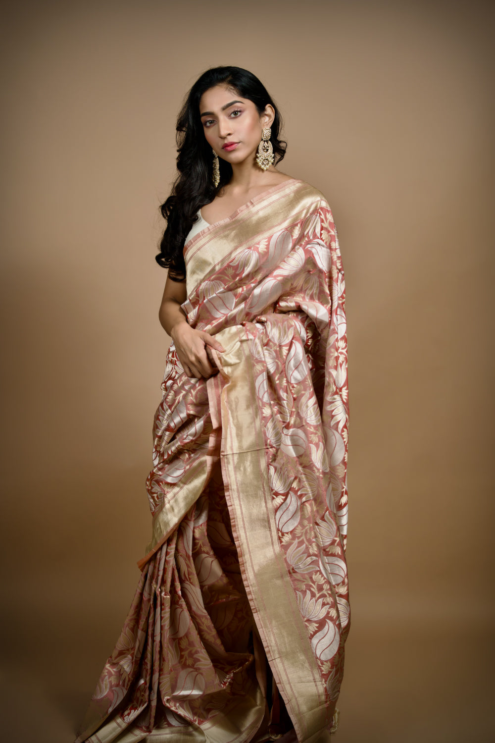 Blush Blossom Banarasi SilK