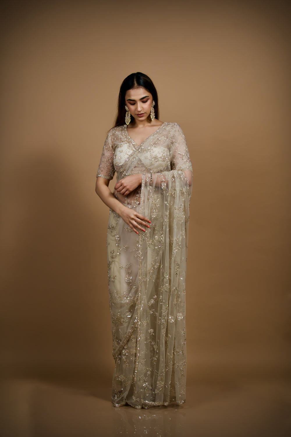 Twilight Shimmer Net Saree