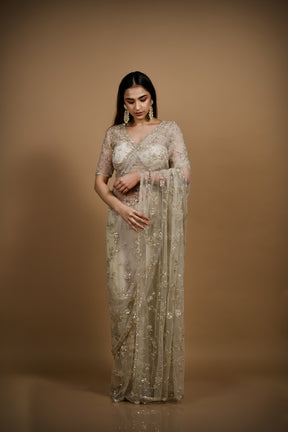 Twilight Shimmer Net Saree