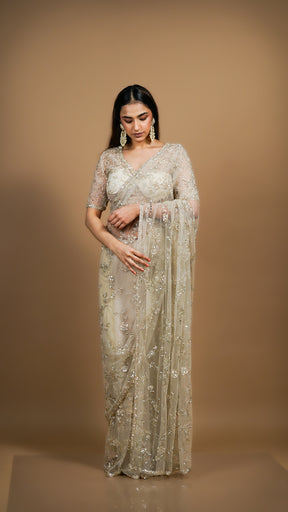 Twilight Shimmer Net Saree