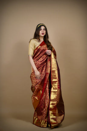 Scarlet Crimson Kanjivaram Saree