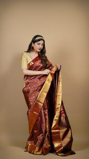 Scarlet Crimson Kanjivaram Saree