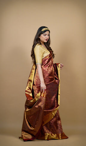 Scarlet Crimson Kanjivaram Saree