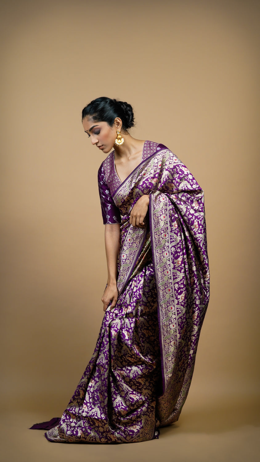 Royal Purple Shikargah Banarasi Saree