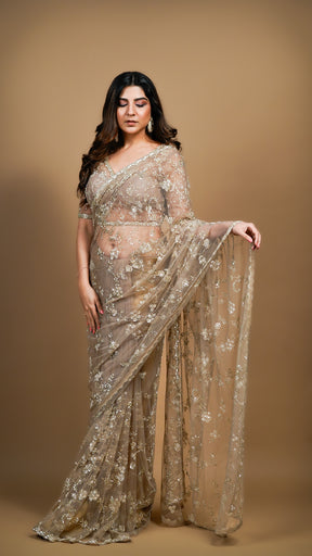 Twilight Shimmer Net Saree