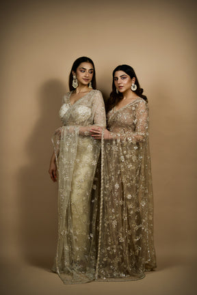 Twilight Shimmer Net Saree