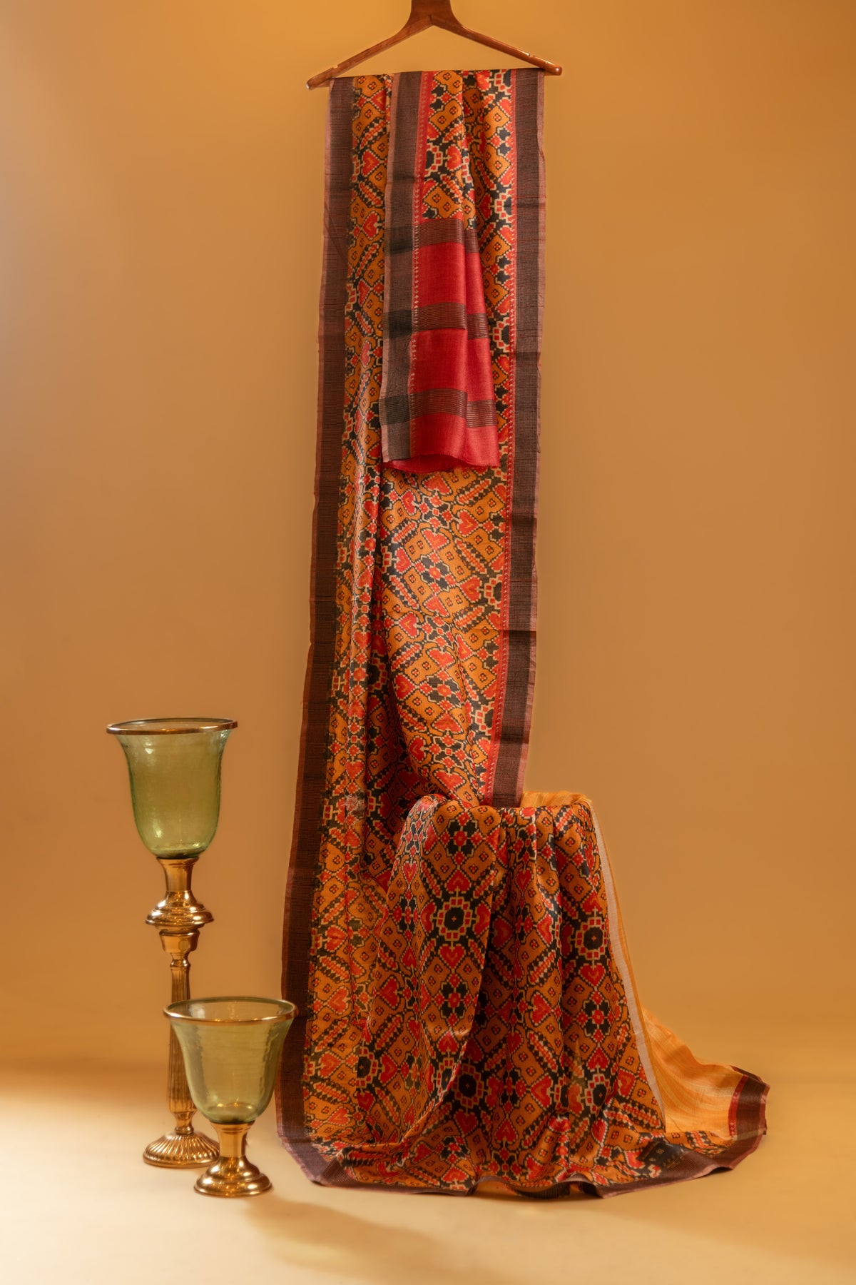 Mustard Tusser Silk Saree
