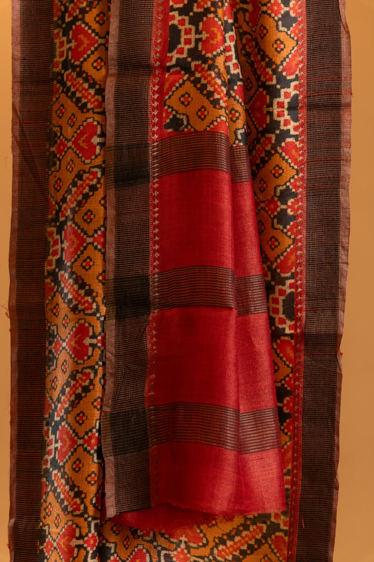 Mustard Tusser Silk Saree
