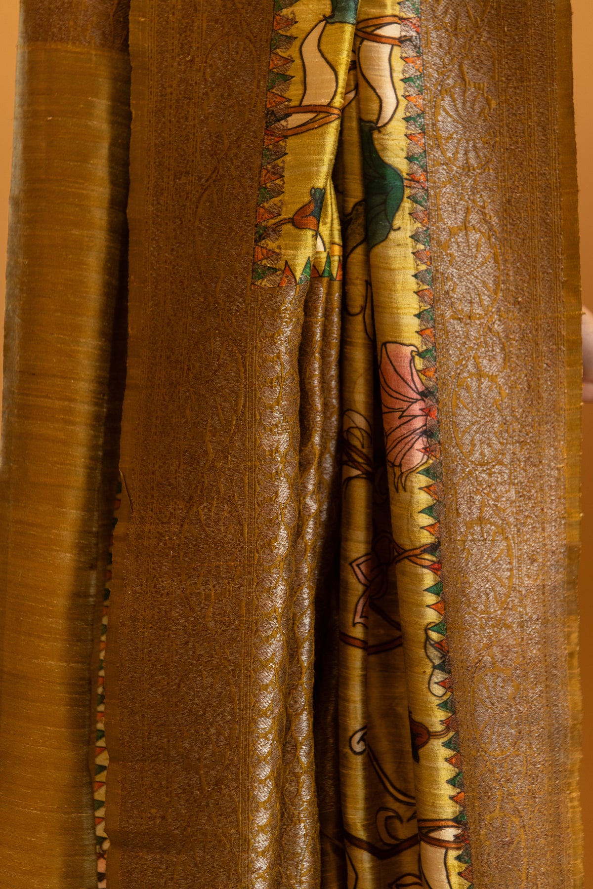 Chrome Yellow Tusser Silk Saree
