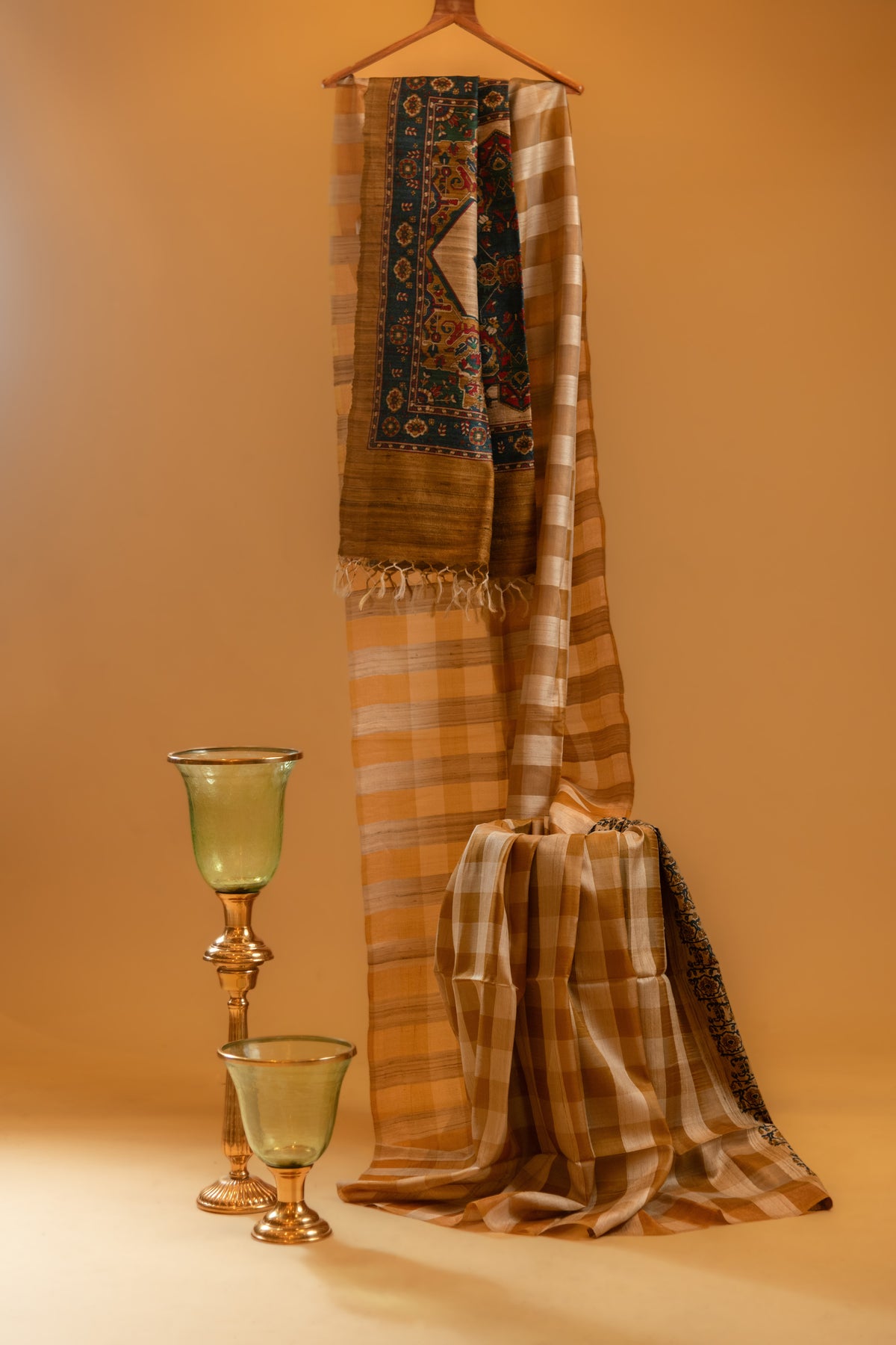 Ivory Gold Tusser Silk Saree