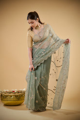 Grey Adelline Organza Saree